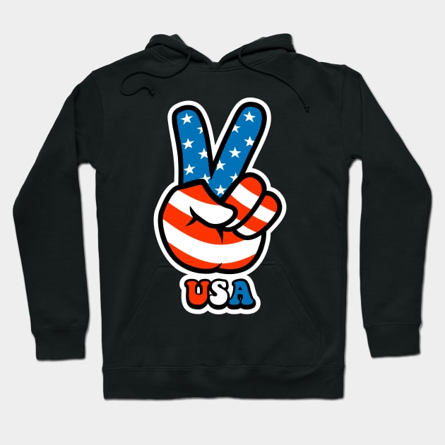 July 4th Peace Sign Freedom Fingers made of American USA Flag Symbol Hoodie by ChattanoogaTshirt